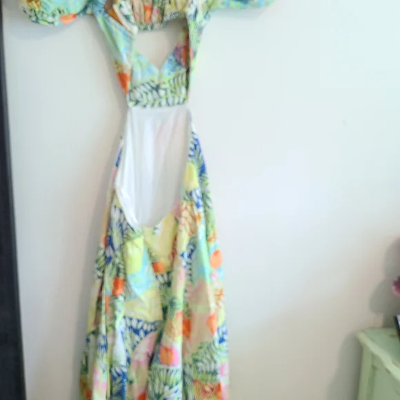 STAUD Vibrant Green and Blue Maxi Dress - Picture 5 of 7